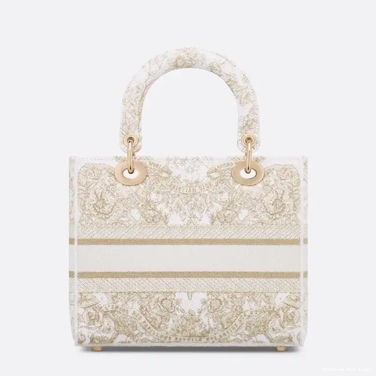 Cheap White Around Motif Gold World Canvas Lady The D-lite Butterfly Bag Medium 0528 Luxury